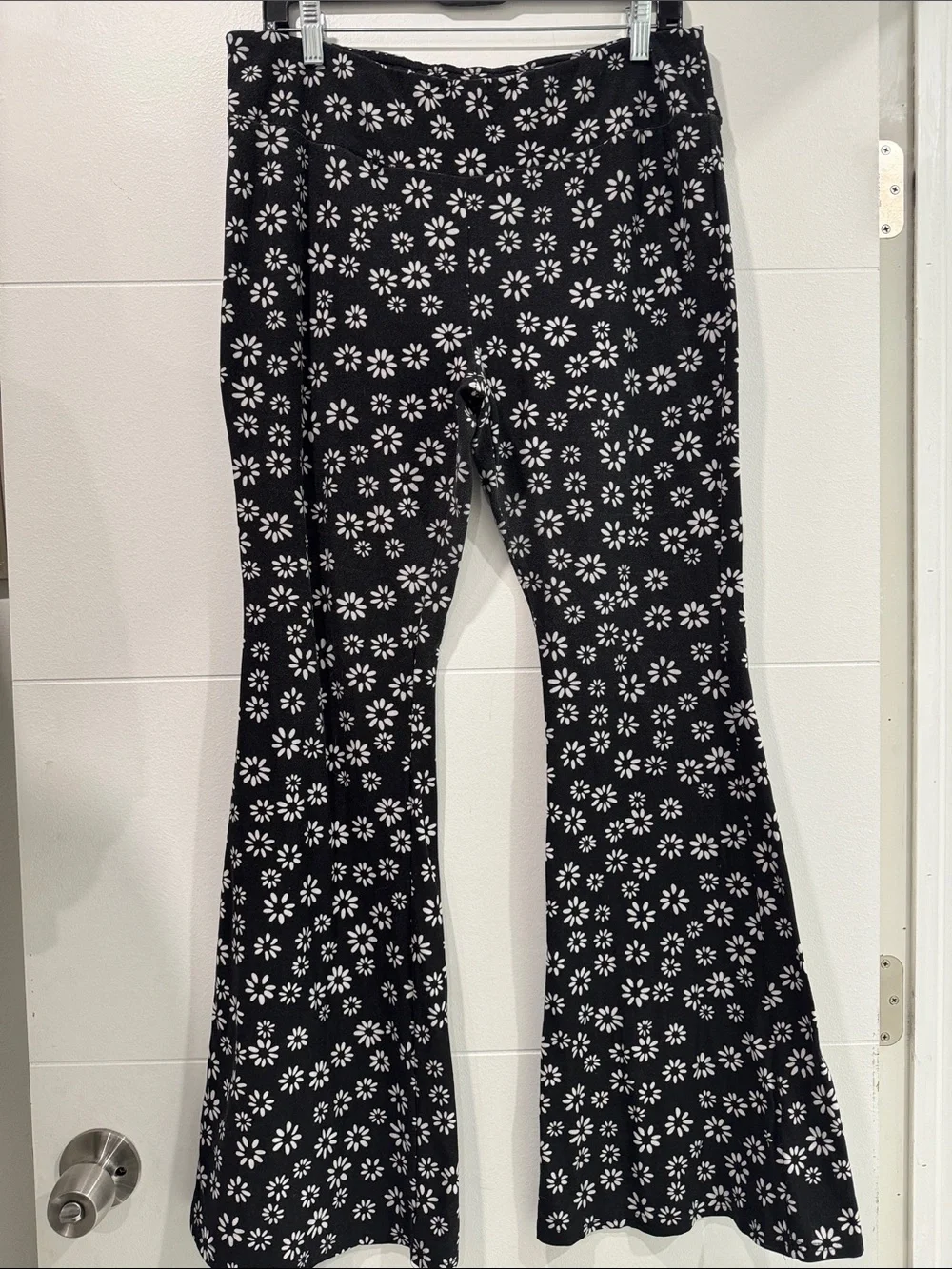 No Boundaries Black Floral Flared Leggings